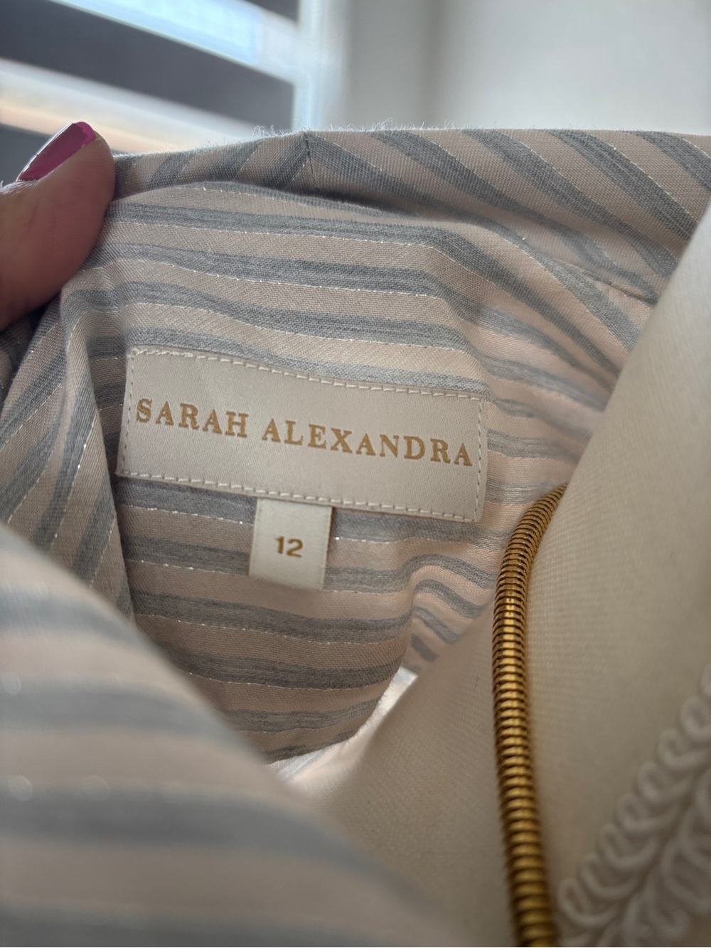 Sarah Alexandra Stripe Button-Front Blouse in Light Blue and White